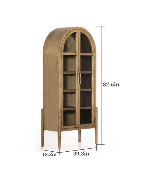 Elegance Unveiled: American Oak Layered Glass Door Cabinet