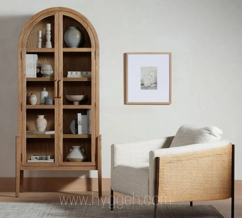 Elegance Unveiled: American Oak Layered Glass Door Cabinet
