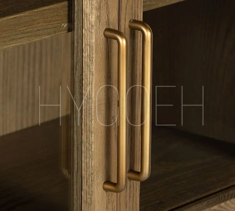 Elegance Unveiled: American Oak Layered Glass Door Cabinet