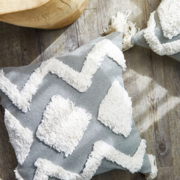 Grey Tufted Pillow Cover