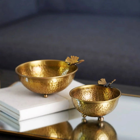 Butterfly Brass Serving Bowl