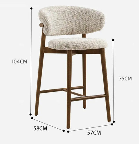 Curved Linen Backrest Bar Stools