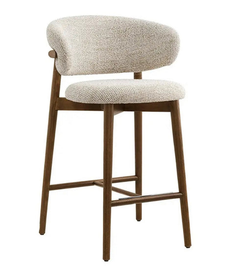 Curved Linen Backrest Bar Stools