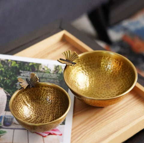 Butterfly Brass Serving Bowl