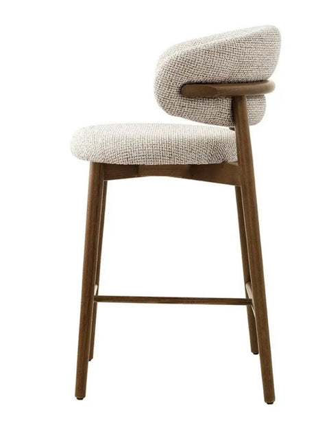 Curved Linen Backrest Bar Stools
