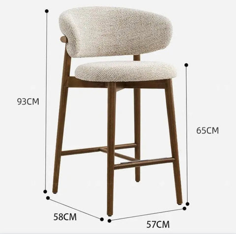 Curved Linen Backrest Bar Stools