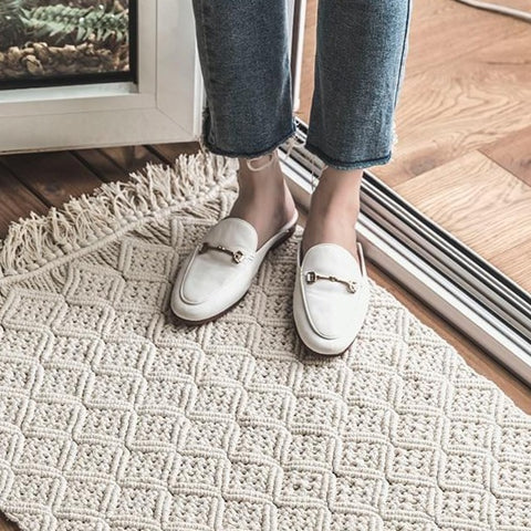 White kilim Indian striped Nordic style - Hyggeh