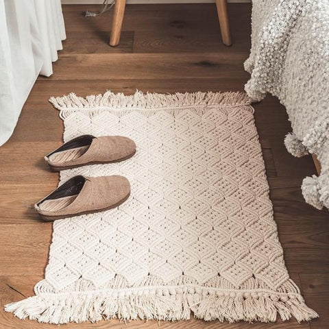 White kilim Indian striped Nordic style - Hyggeh