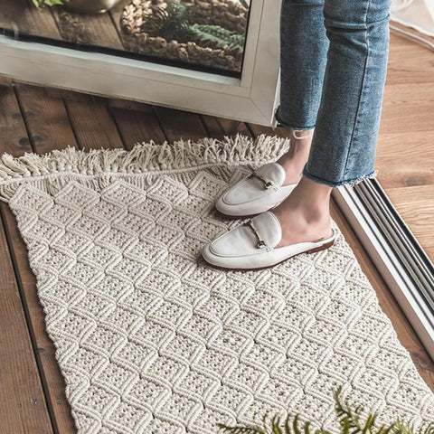 White kilim Indian striped Nordic style - Hyggeh