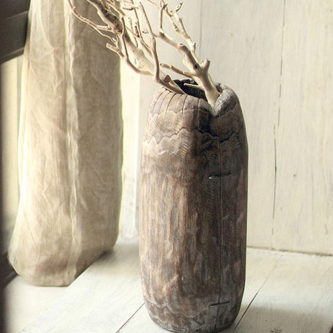 Traditional Carving Antique Zen Wood Vase - Hyggeh