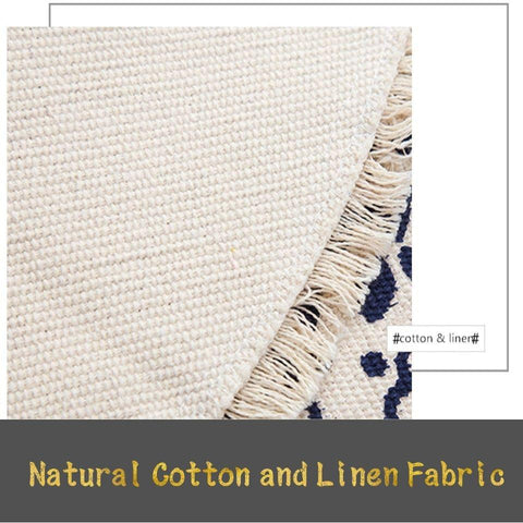 Morocco Mandala Cotton & Linen Round Carpet - Hyggeh