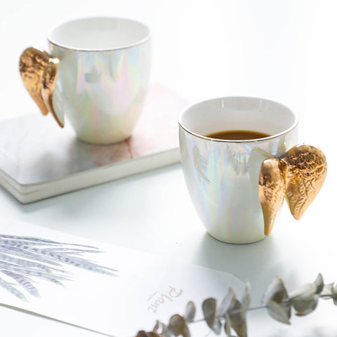 Nordic Wing Gold Angel Ceramic Mug - Hyggeh