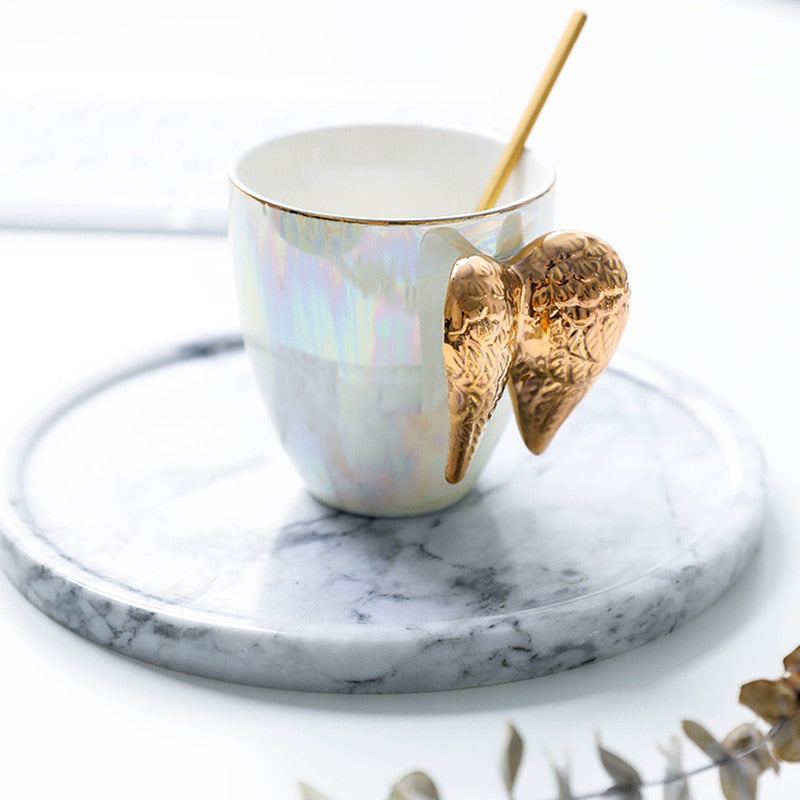Nordic Wing Gold Angel Ceramic Mug - Hyggeh