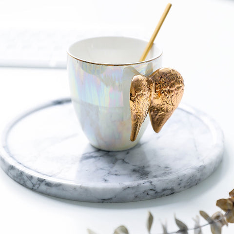 Nordic Wing Gold Angel Ceramic Mug - Hyggeh