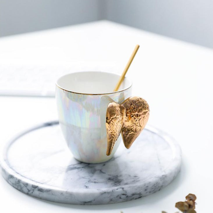 Nordic Wing Gold Angel Ceramic Mug - Hyggeh
