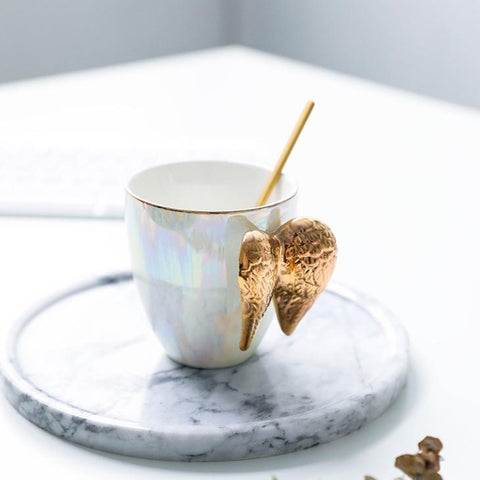 Nordic Wing Gold Angel Ceramic Mug - Hyggeh