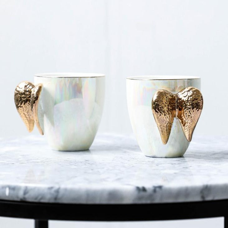 Nordic Wing Gold Angel Ceramic Mug - Hyggeh