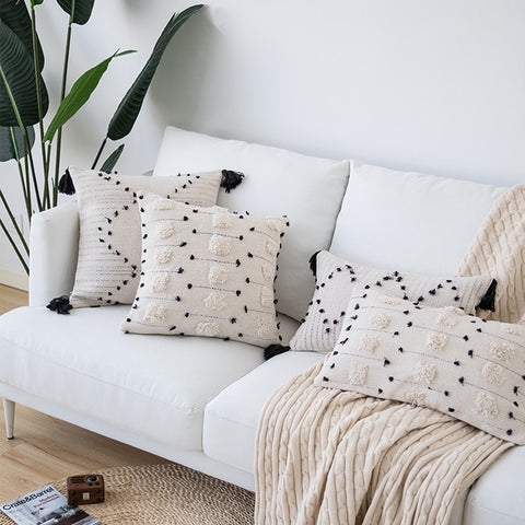 White Black Moroccan Geometric Cushion Pillow Cover