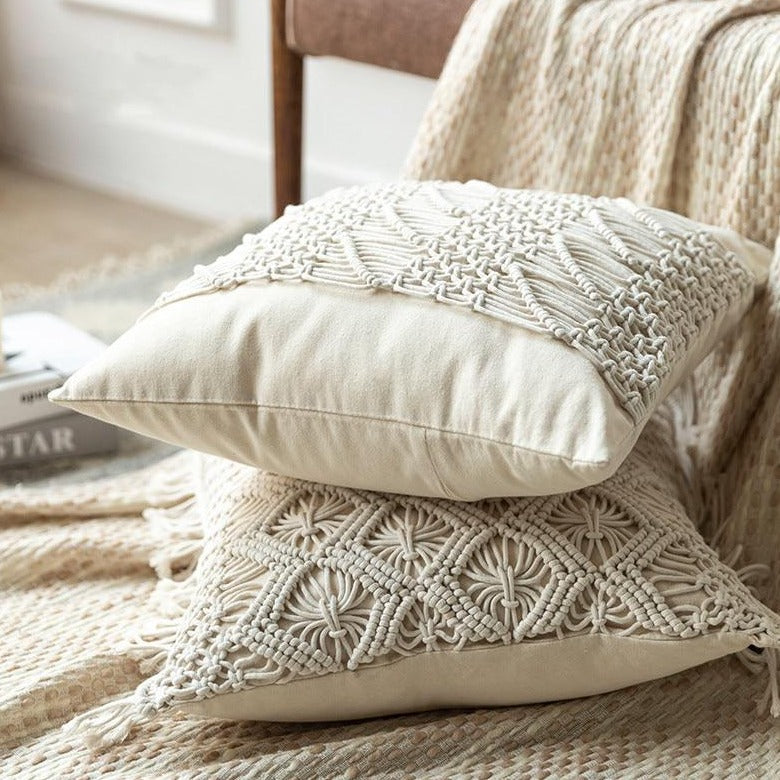Hand-Woven Macrame Cotton Cushion Cover Four - Hyggeh