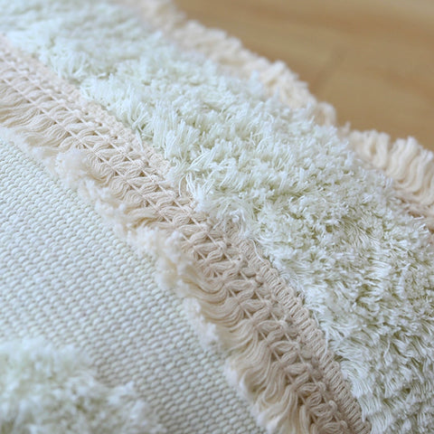 Cotton Woven Cushion Ivory Tassels pillow Cover - Hyggeh
