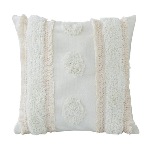 Cotton Woven Cushion Ivory Tassels pillow Cover - Hyggeh