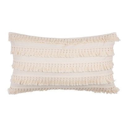 Beige Linen Cotton Tassels Pillow Cover Round Square - Hyggeh