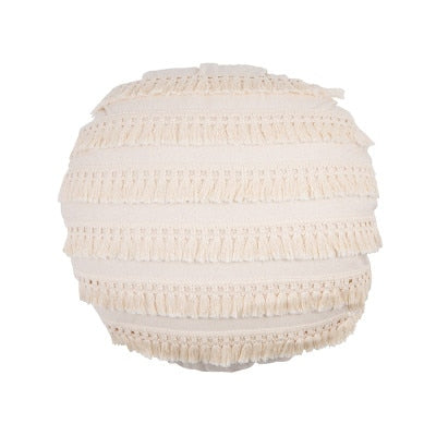 Beige Linen Cotton Tassels Pillow Cover Round Square - Hyggeh
