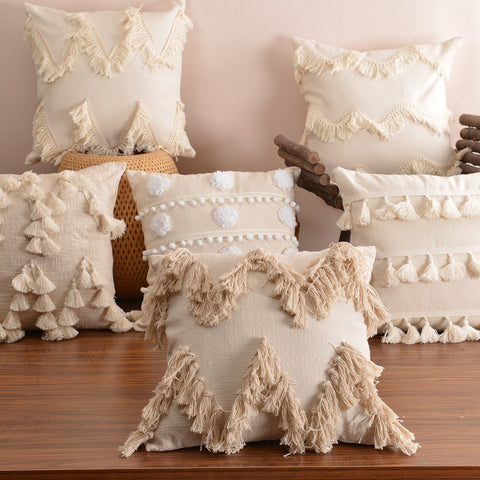 Boho Style Cushion Cover Plush With Tassels - Hyggeh