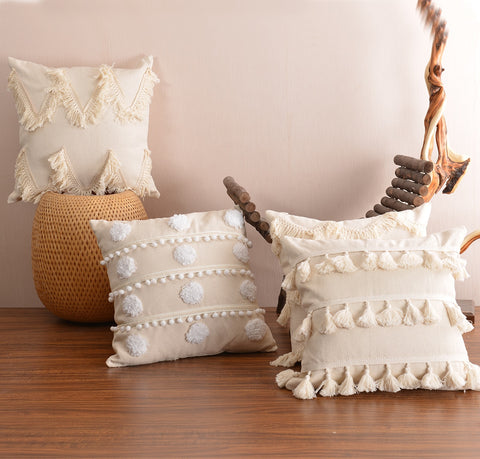 Boho Style Cushion Cover Plush With Tassels - Hyggeh