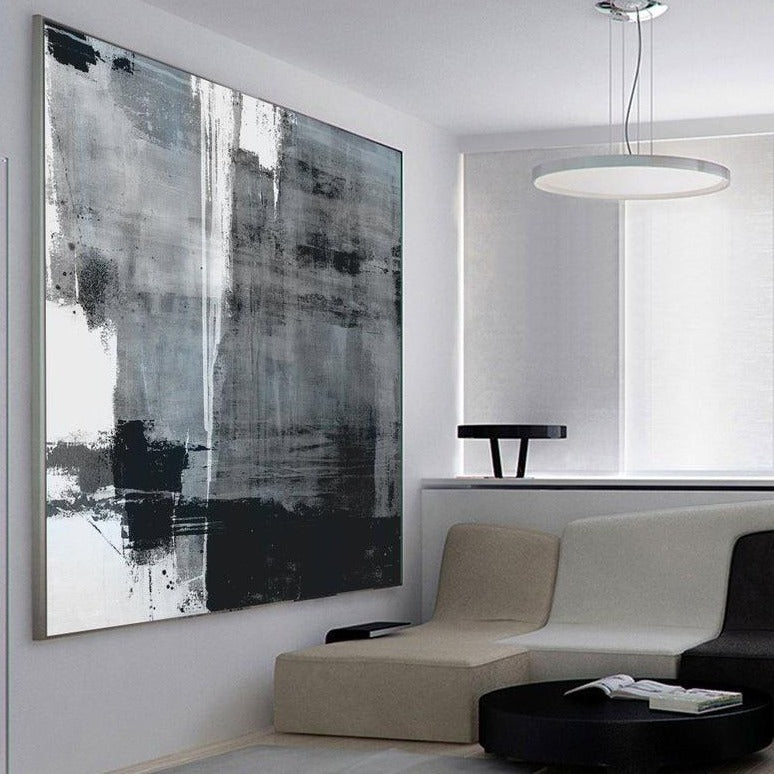 Minimalist Black & White Painting Canvas - Hyggeh