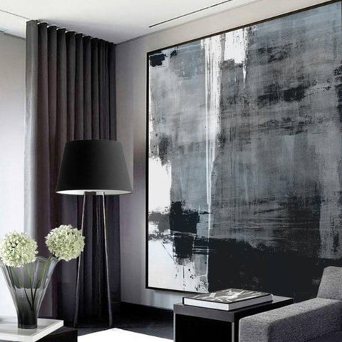Minimalist Black & White Painting Canvas - Hyggeh