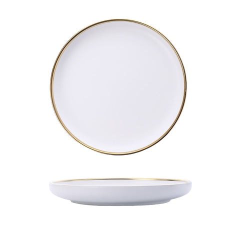 Ceramic Gold Line White Black Plates Dinnerware Set - Hyggeh
