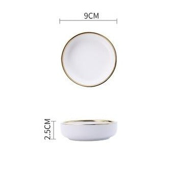 Ceramic Gold Line White Black Plates Dinnerware Set - Hyggeh