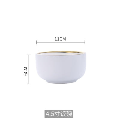 Ceramic Gold Line White Black Plates Dinnerware Set - Hyggeh
