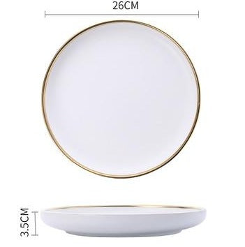 Ceramic Gold Line White Black Plates Dinnerware Set - Hyggeh