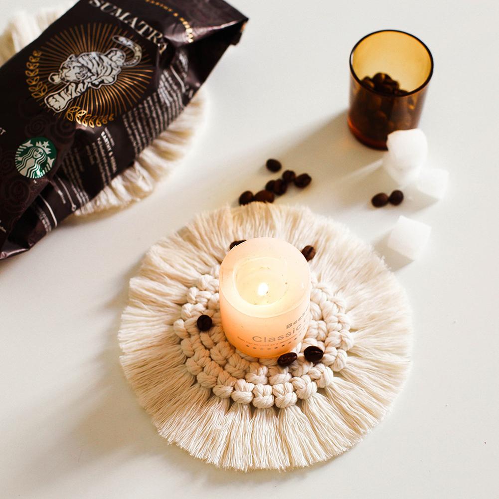 Nordic Macrame Handmade Round Candle Coaster - Hyggeh