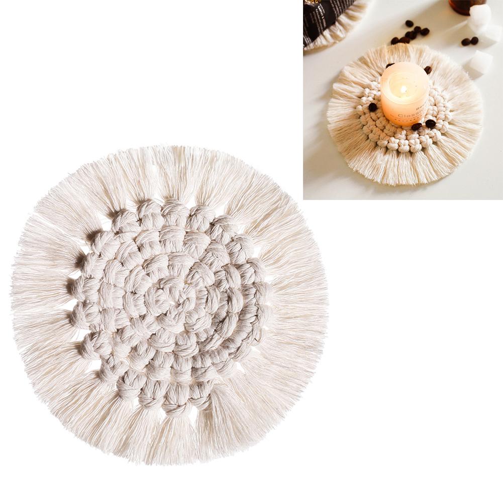 Nordic Macrame Handmade Round Candle Coaster - Hyggeh