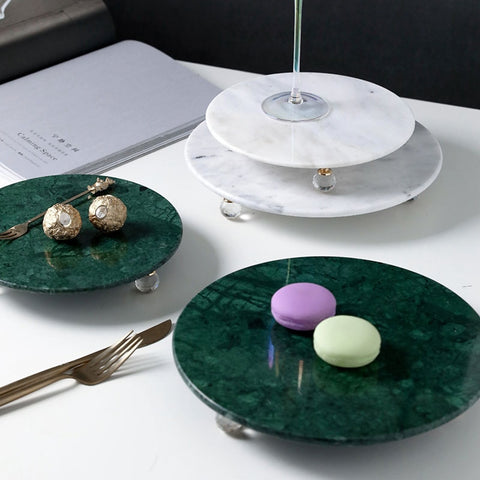 Marble Art-Deco White Green Cheese Tray - Hyggeh