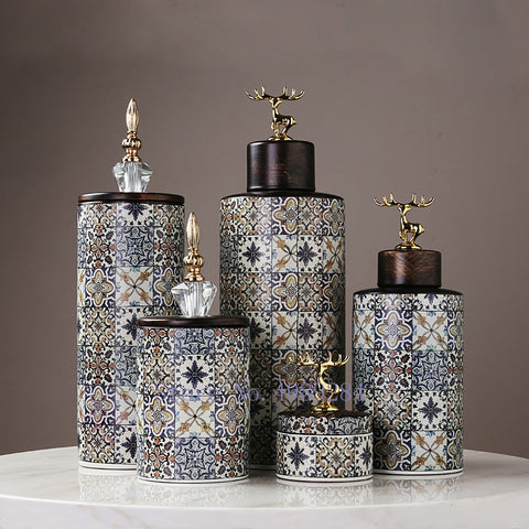 Ceramics Moroccan Pattern Sugar Tea Canister Jar - Hyggeh