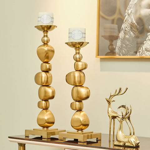 Gold Stacking Irregular Geometric Candlestick Holder - Hyggeh
