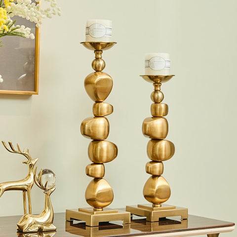 Gold Stacking Irregular Geometric Candlestick Holder - Hyggeh