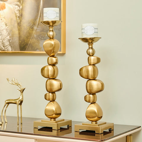 Gold Stacking Irregular Geometric Candlestick Holder - Hyggeh