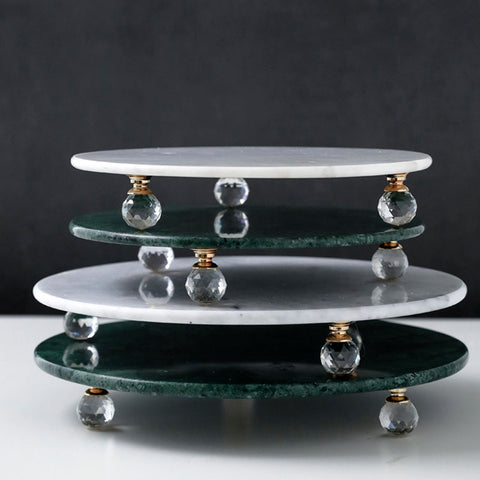 Marble Art-Deco White Green Cheese Tray - Hyggeh