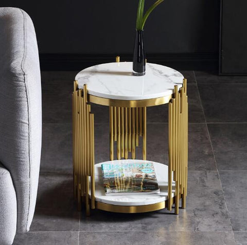 Stainless Steel Gold Marble Top Modern Coffee Table - Hyggeh