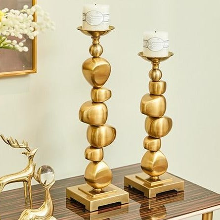 Gold Stacking Irregular Geometric Candlestick Holder - Hyggeh