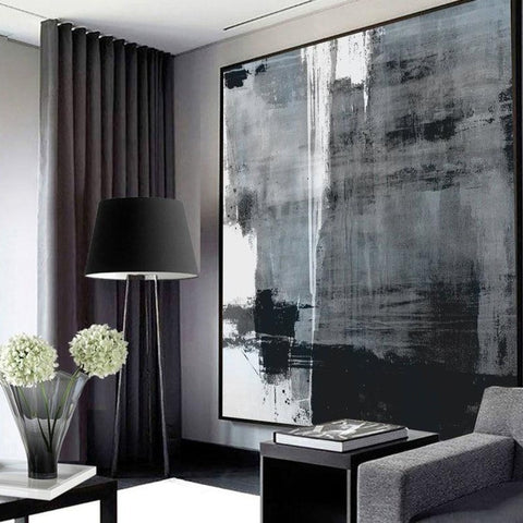 Minimalist Black & White Painting Canvas - Hyggeh