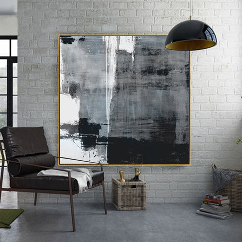 Minimalist Black & White Painting Canvas - Hyggeh