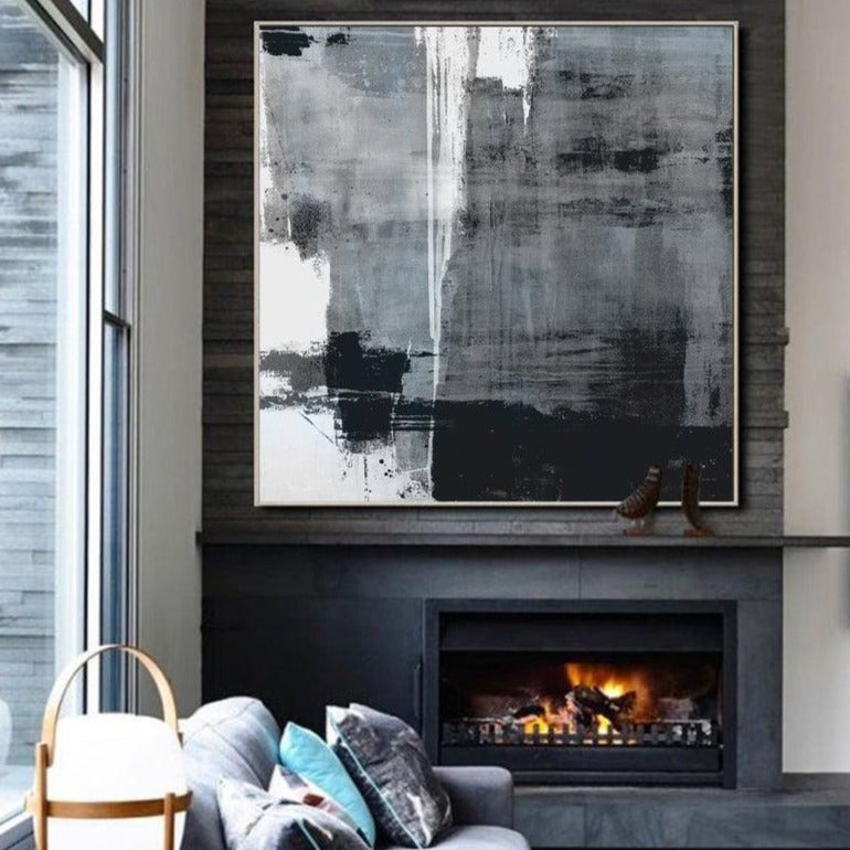 Minimalist Black & White Painting Canvas - Hyggeh