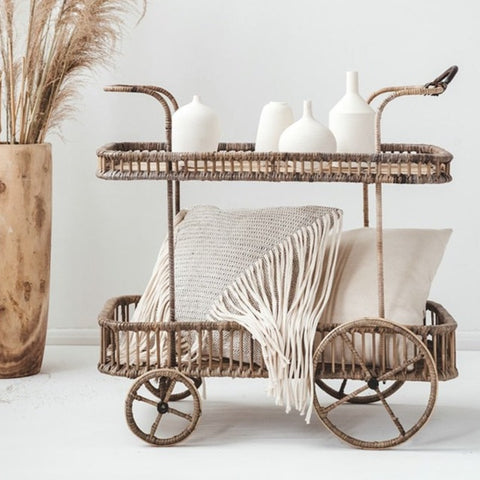 Kitchen Storage Handmade Rattan Cart - Hyggeh