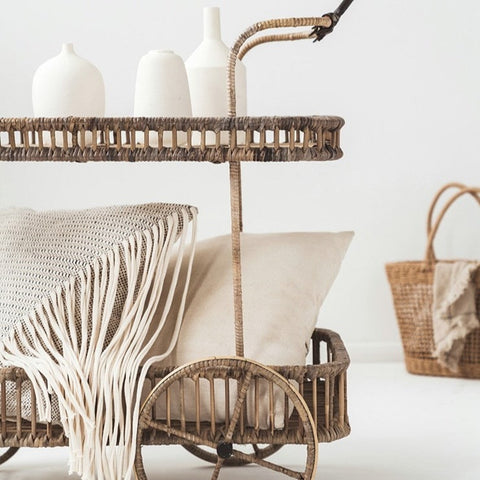 Kitchen Storage Handmade Rattan Cart - Hyggeh